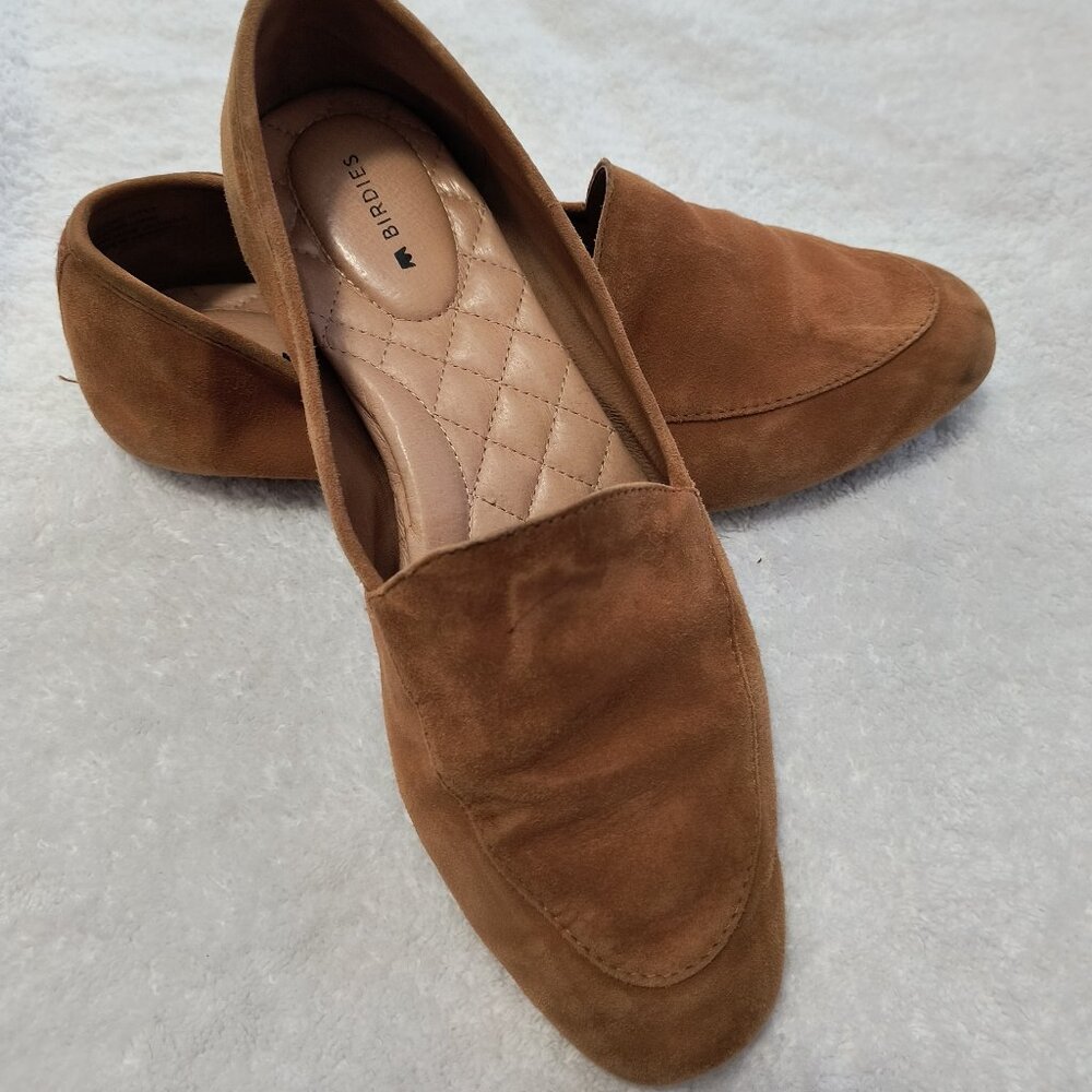 Birdies Suede Ballet Flats in Camel.  Size 8.